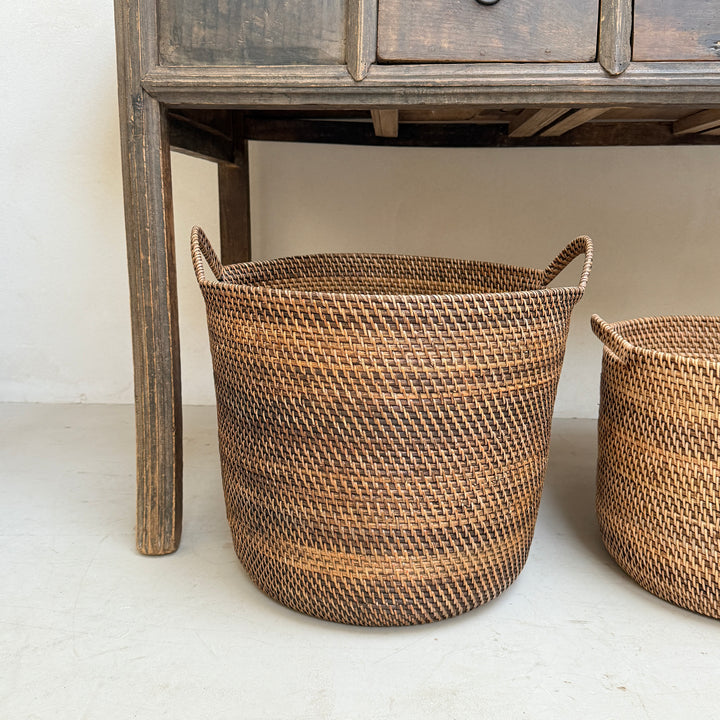 Rustic Handwoven Round Basket | Gilly