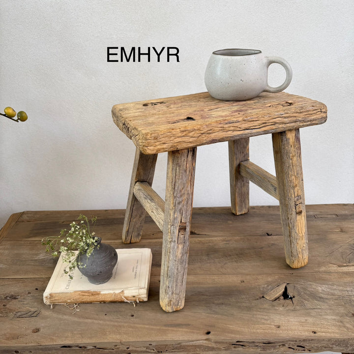Antique Wooden Milking Stool - Extra Small Side Table