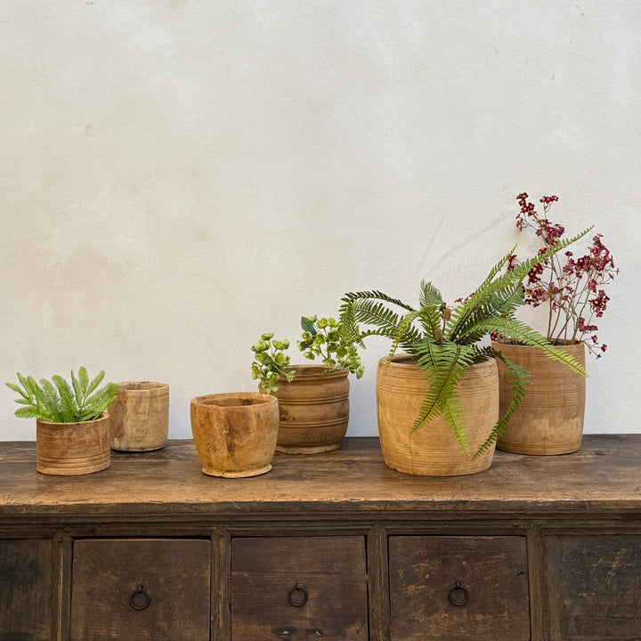 Sunbleached Wooden Nepali Plant Pots