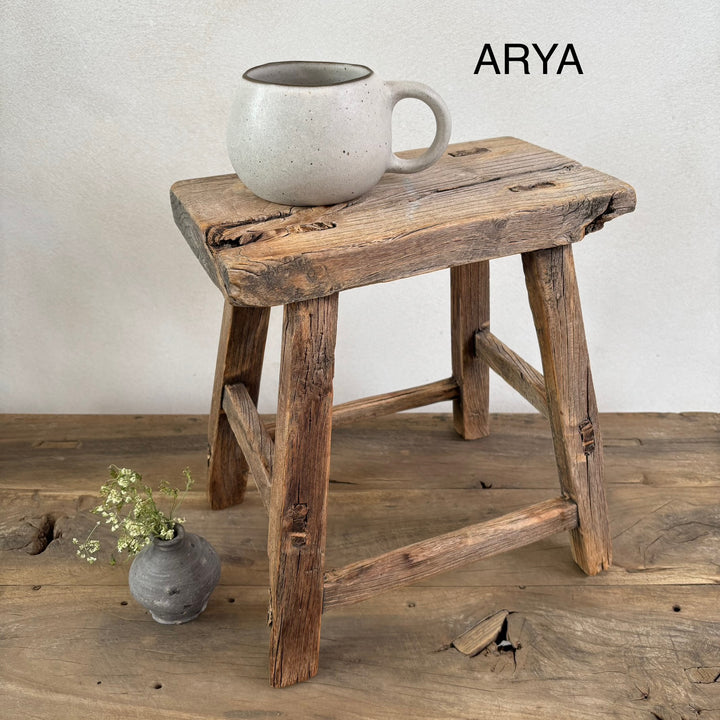 Antique Wooden Milking Stool - Extra Small Side Table
