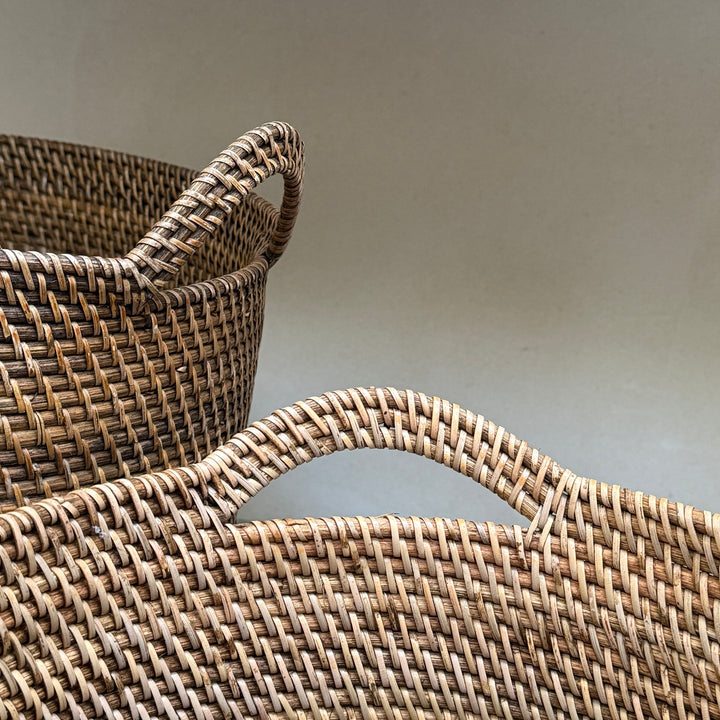 Rustic Handwoven Round Basket | Gilly