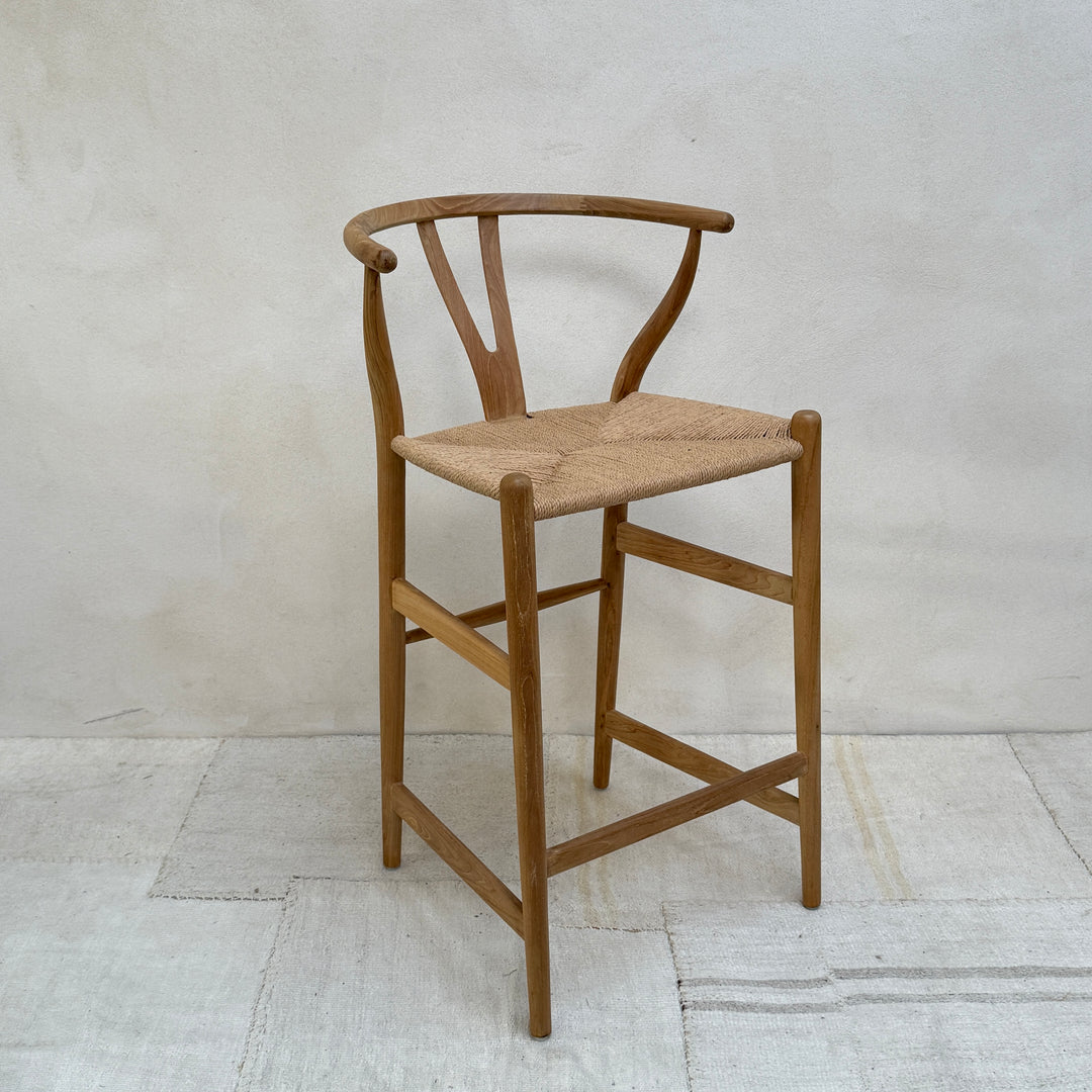 Danish bar stool with woven seat