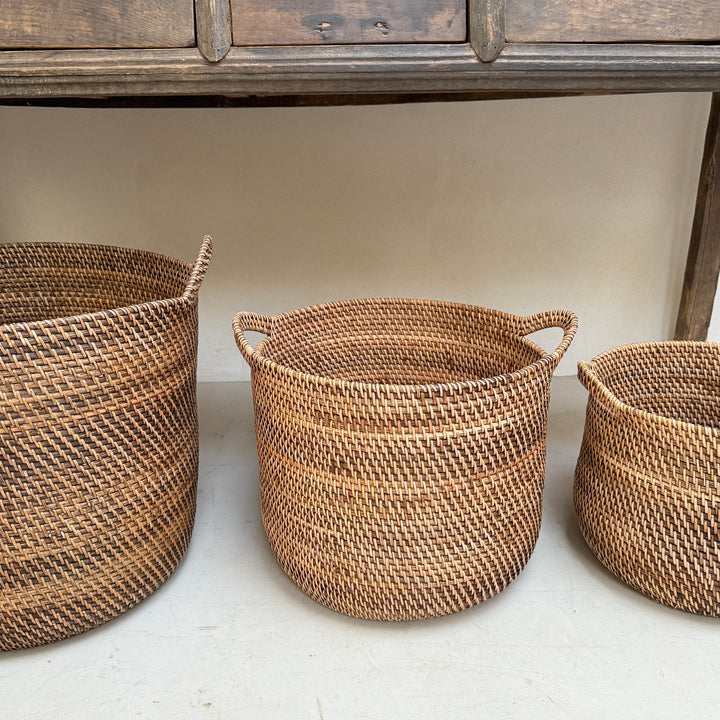 Rustic Handwoven Round Basket | Gilly