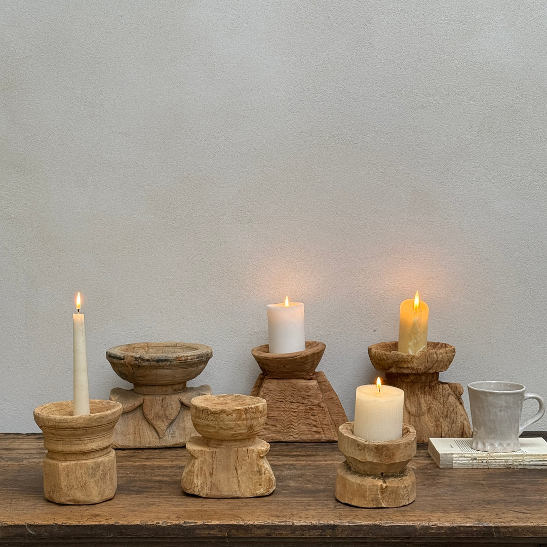 Rustic Wooden Nepali Candle Holder