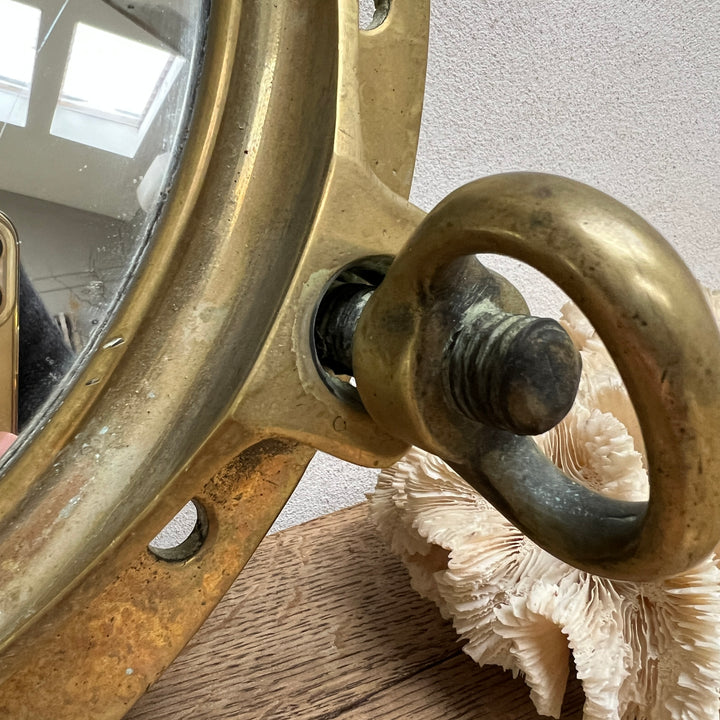 Antique French Brass Porthole Mirror