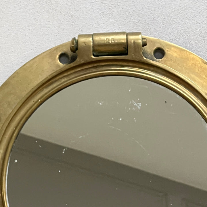 Antique French Brass Porthole Mirror