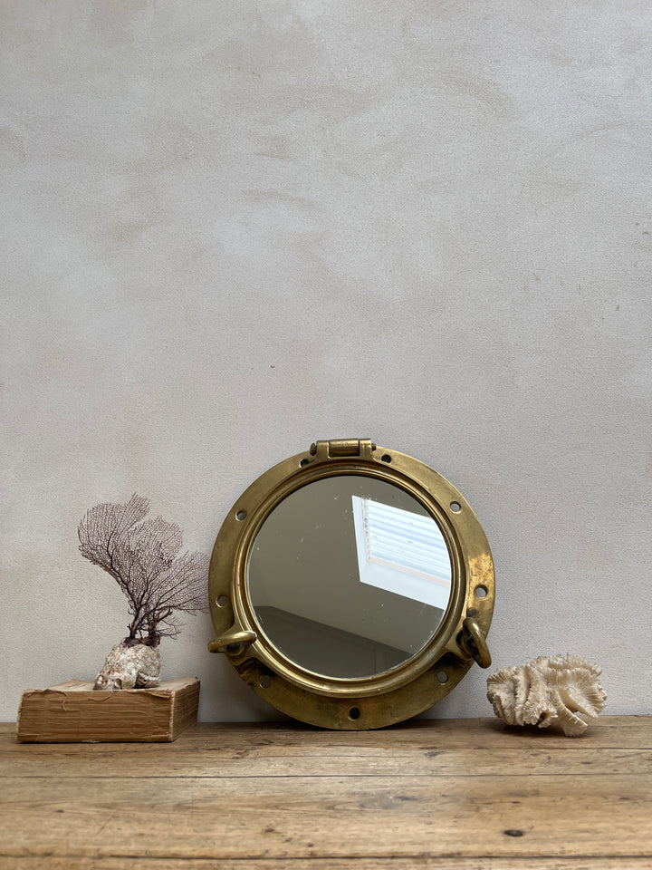 Antique French Brass Porthole Mirror