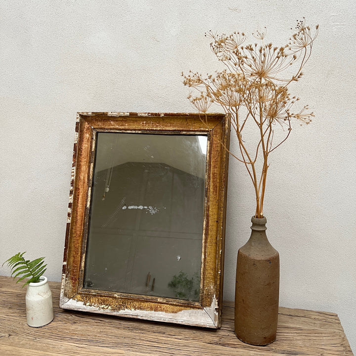 Antique French Foxed Glass Mirror