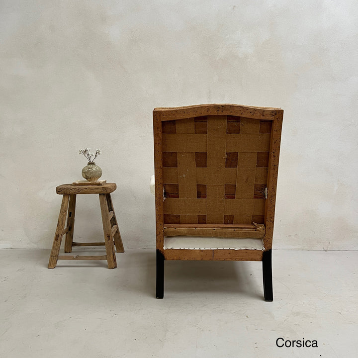 Antique French square back armchairs