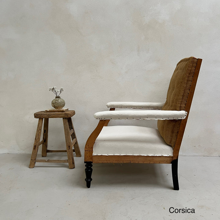 Antique French square back armchairs