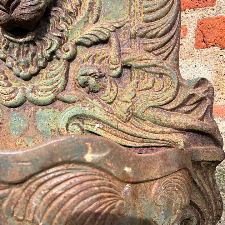 Antique Lion Water Feature close up detail