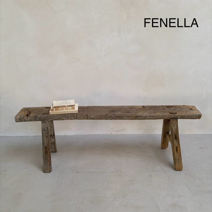 Antique Rustic Wooden Bench f