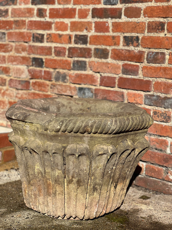 Antique Stone Planter Tulsi side view