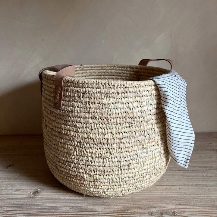 Fireside Basket leather handles