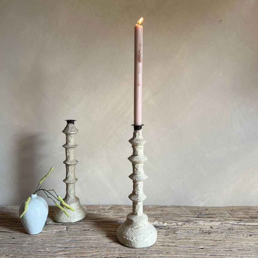 Rustic Paper Mache Candlestick Holder Florence