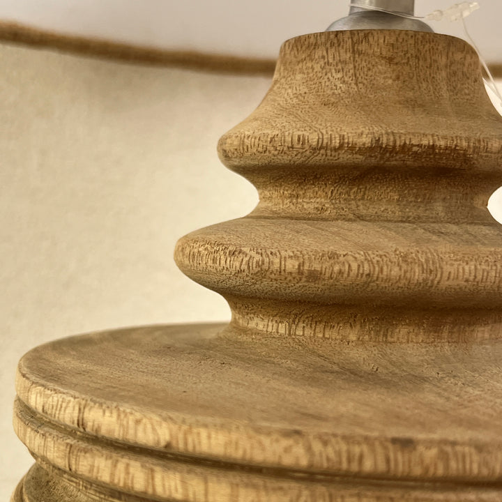 Carved Wooden Table Lamp | Round