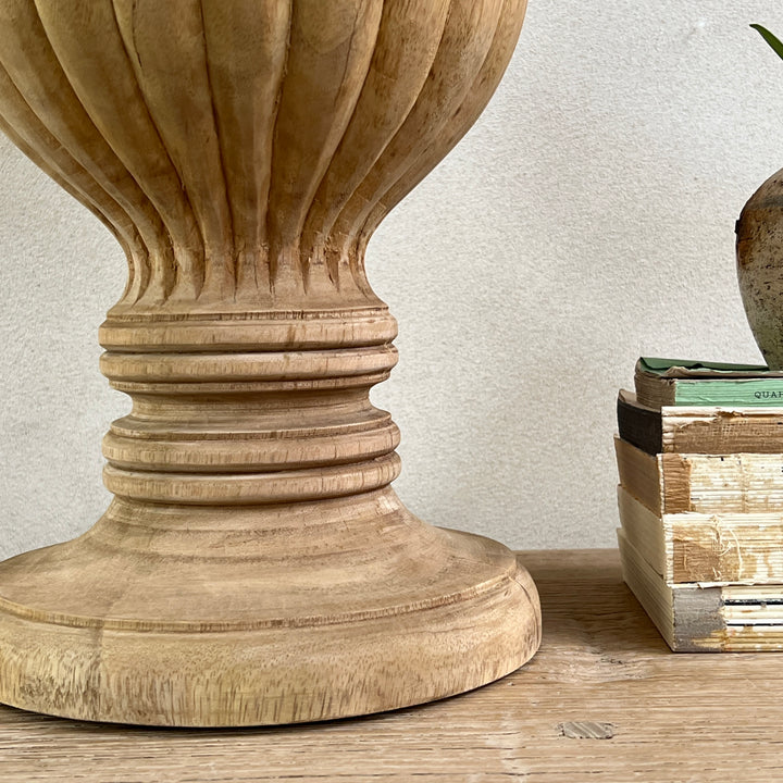 Carved Wooden Table Lamp | Round