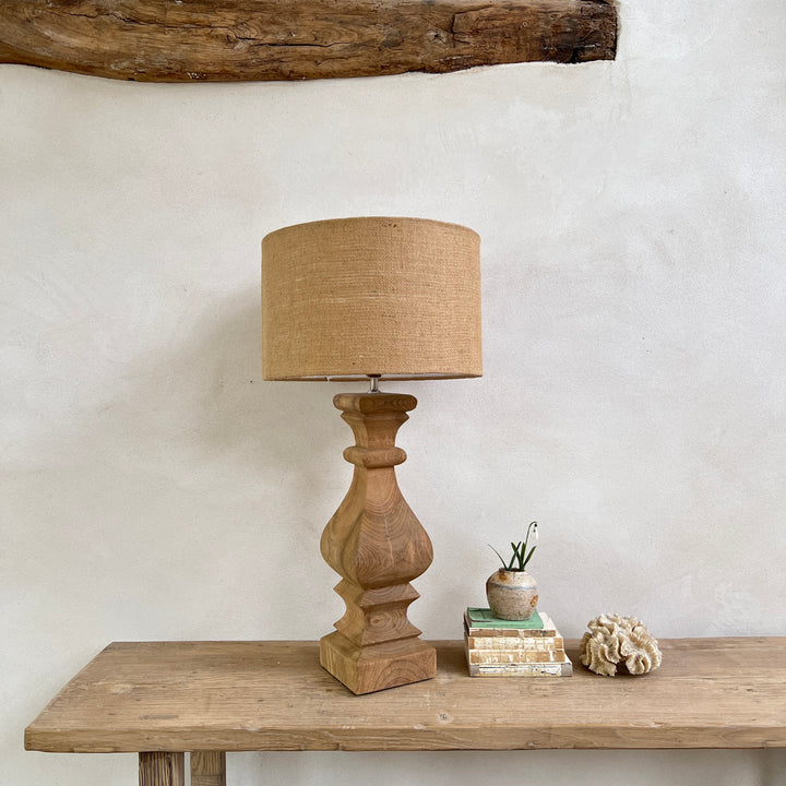 Carved Wooden Table Lamp | Square