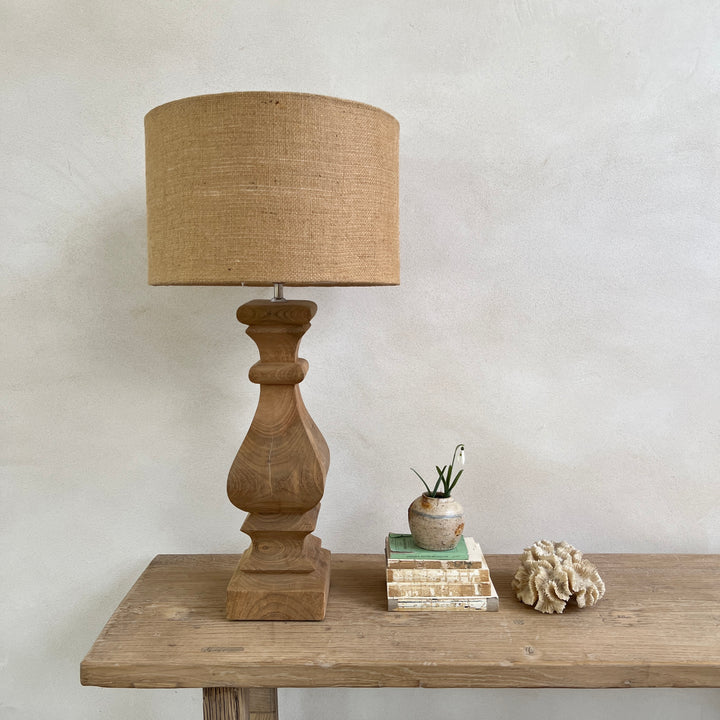 Carved Wooden Table Lamp | Square