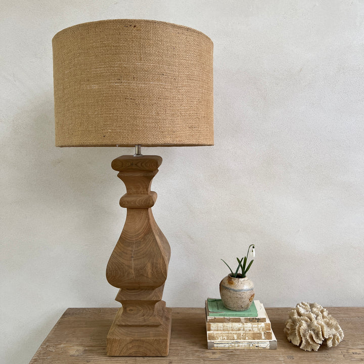 Carved Wooden Table Lamp | Square