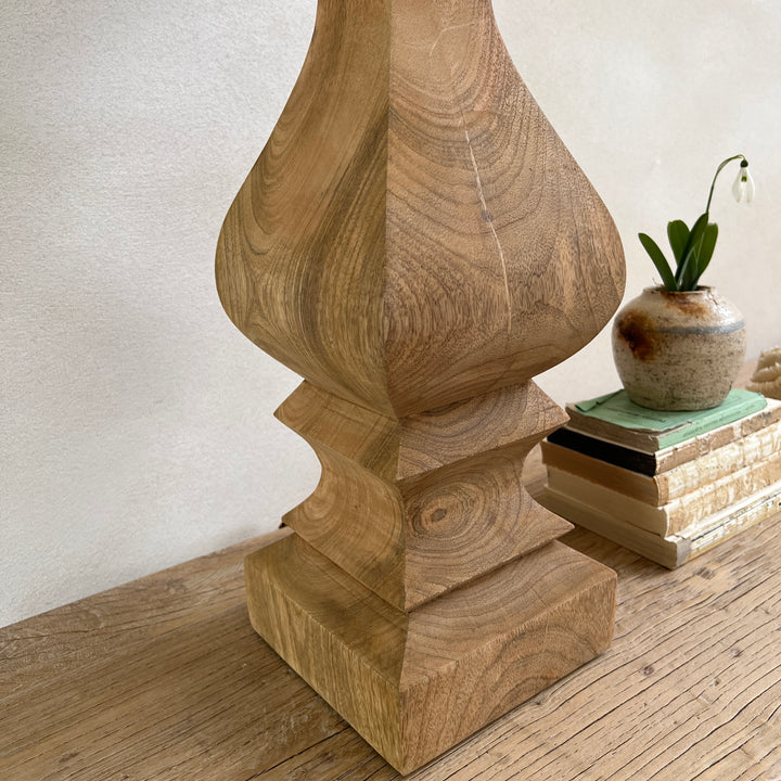 Carved Wooden Table Lamp | Square
