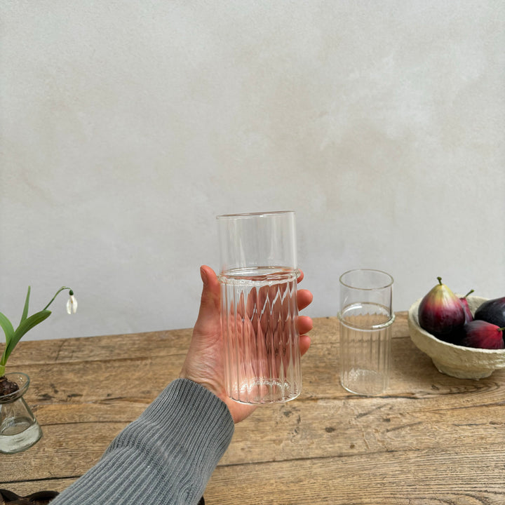 Clear Ridged Highball Glass