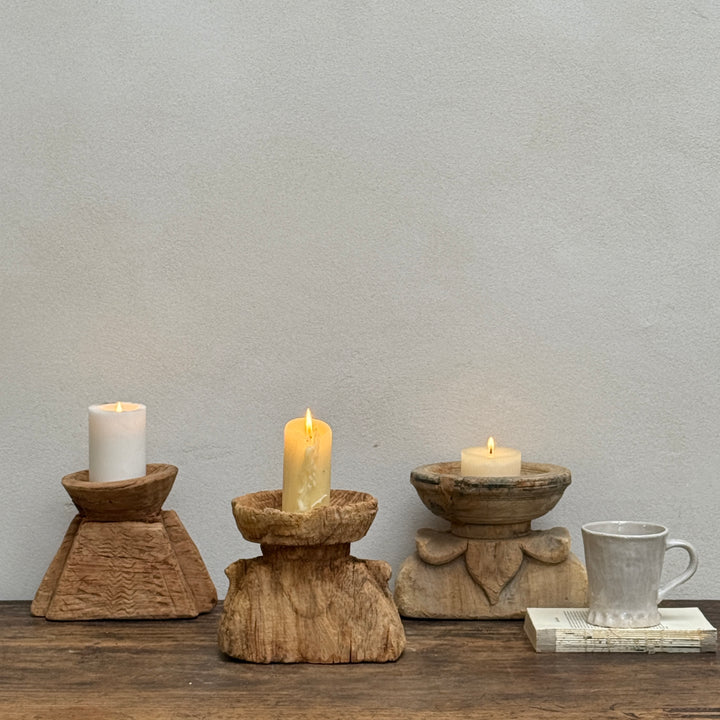 Rustic Wooden Nepali Candle Holder