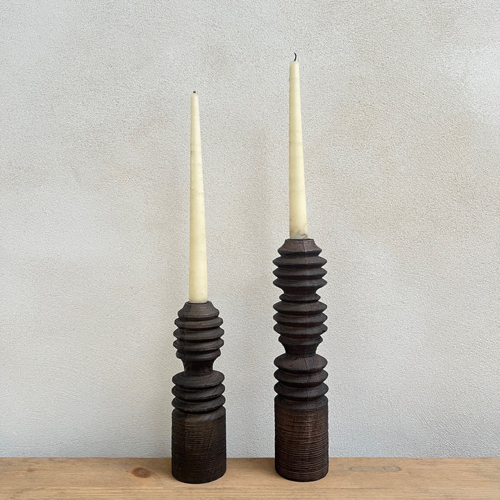 Dark Wood Geometric Candlestick