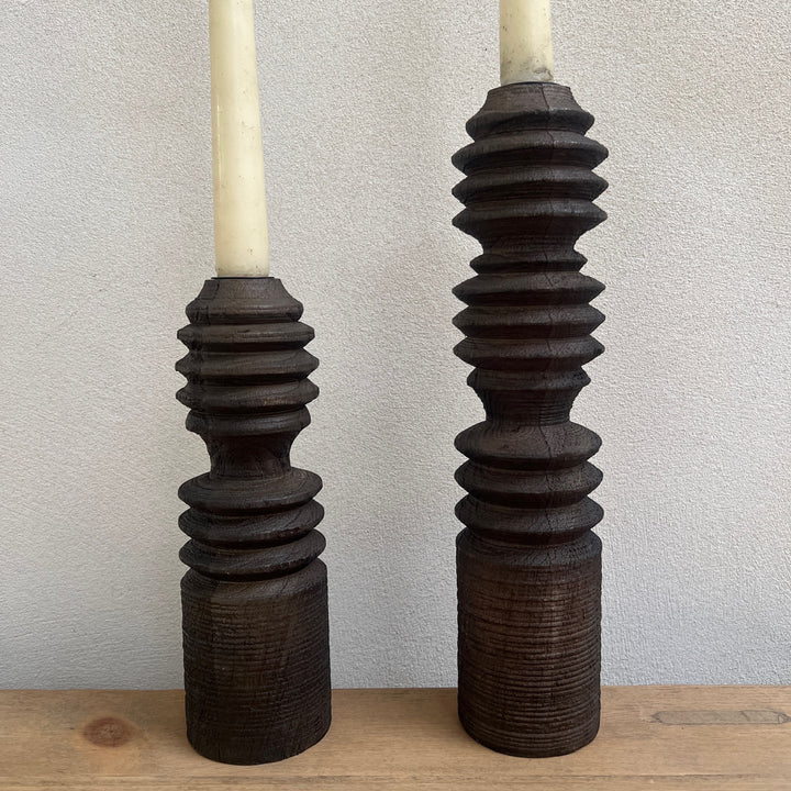 Dark Wood Geometric Candlestick