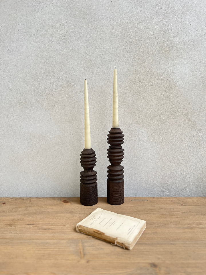 Dark Wood Geometric Candlestick