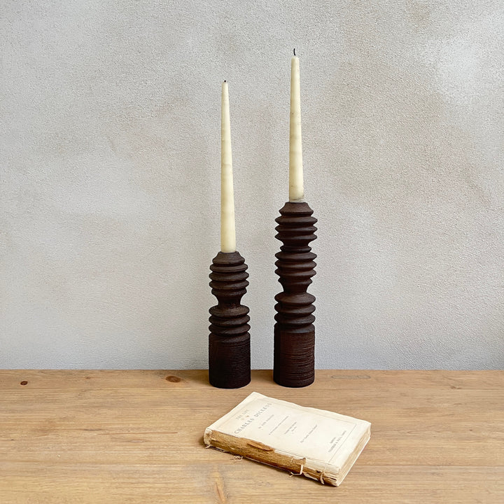 Dark Wood Geometric Candlestick