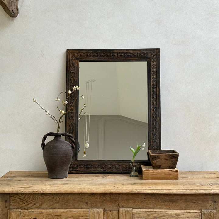 Distressed Metal Framed Mirror