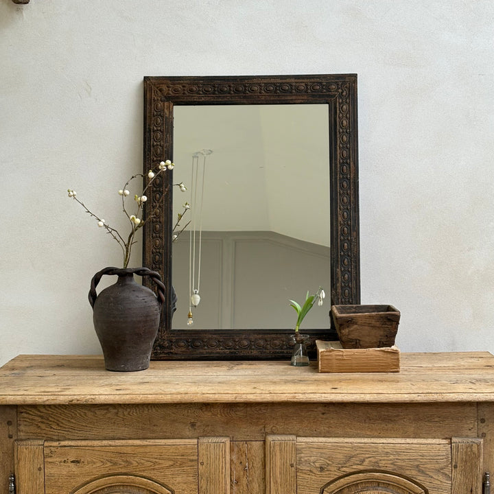Distressed Metal Framed Mirror