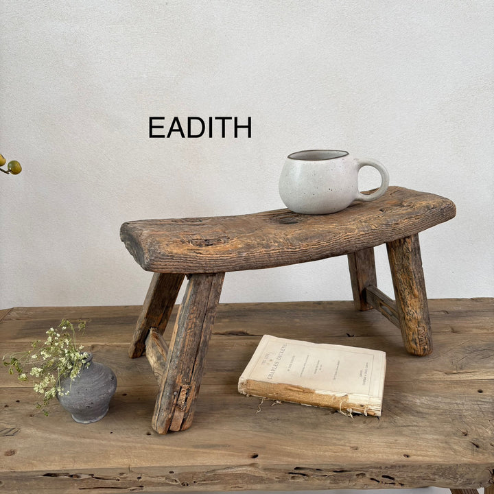 Antique Wooden Milking Stool - Extra Small Side Table