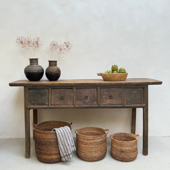 Rustic Handwoven Round Basket | Gilly