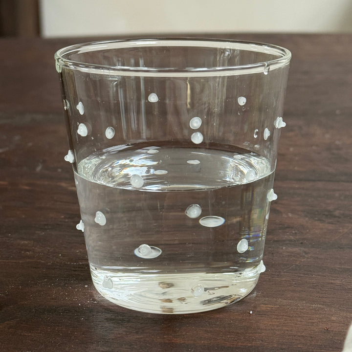 Clear drinking glass | dots
