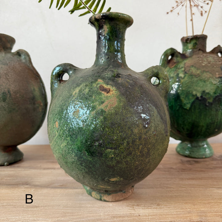 Large Round Green Tamegroute Vase