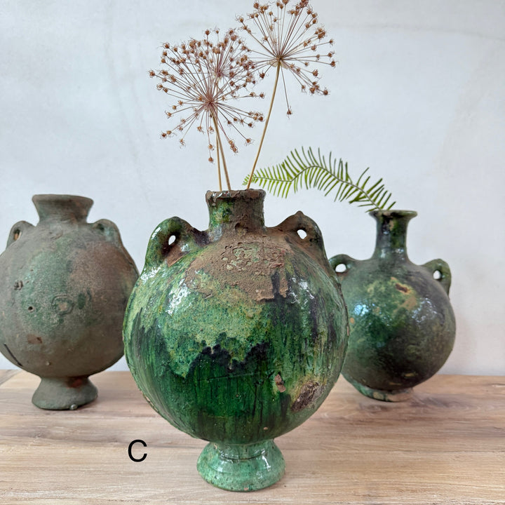 Large Round Green Tamegroute Vase