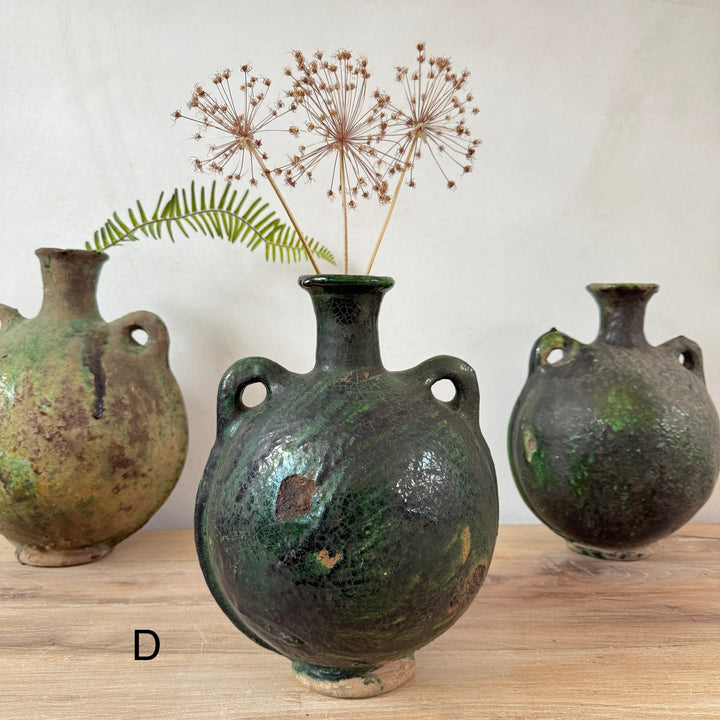 Large Round Green Tamegroute Vase