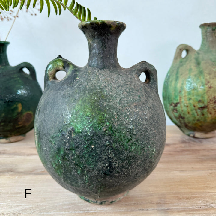 Large Round Green Tamegroute Vase