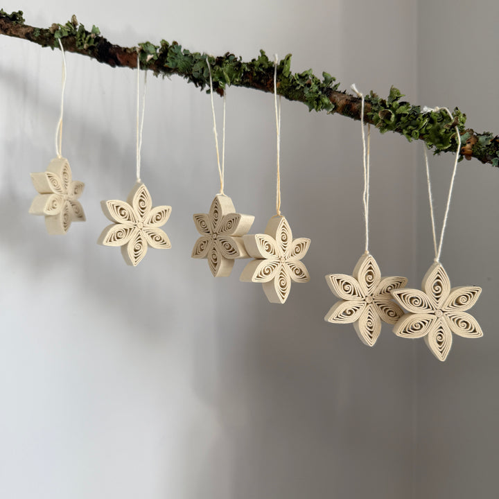Box of six paper quilled Christmas stars