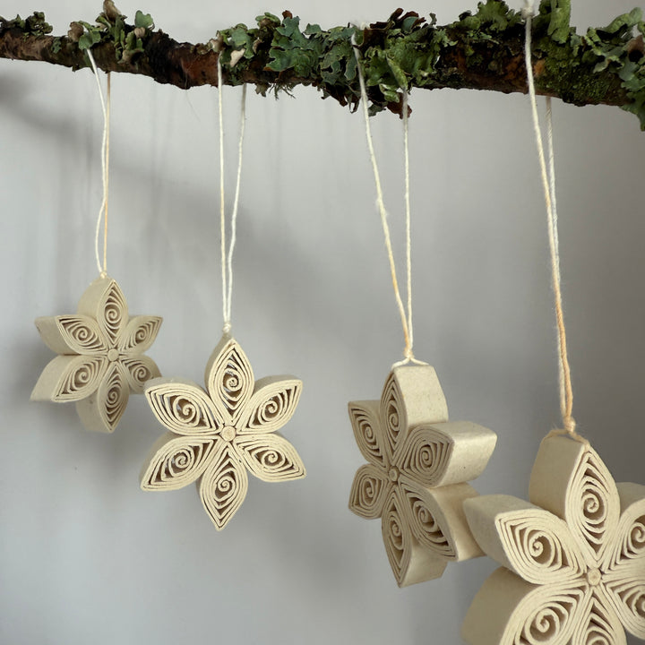 Box of six paper quilled Christmas stars