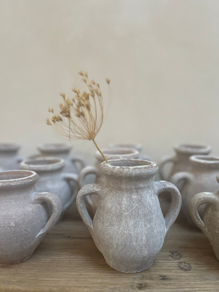 Mini whitewashed terracotta urn