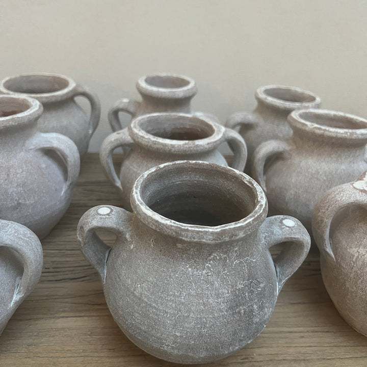 Mini whitewashed terracotta urn