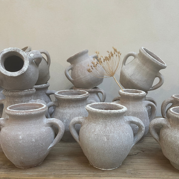 Mini whitewashed terracotta urn