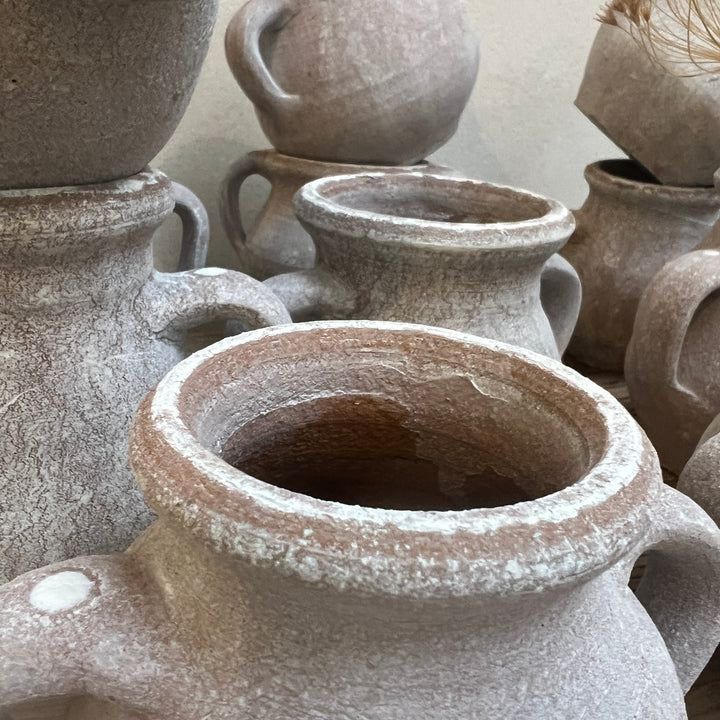 Mini whitewashed terracotta urn