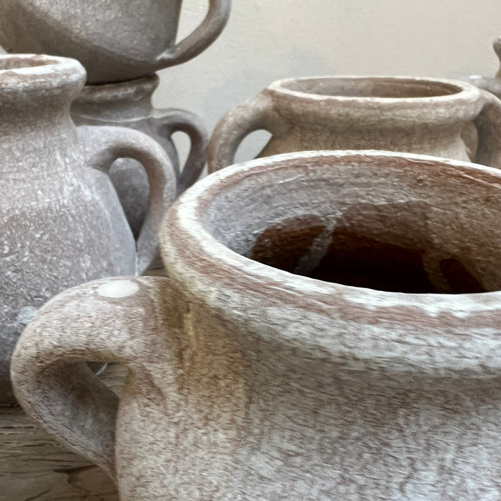 Mini whitewashed terracotta urn
