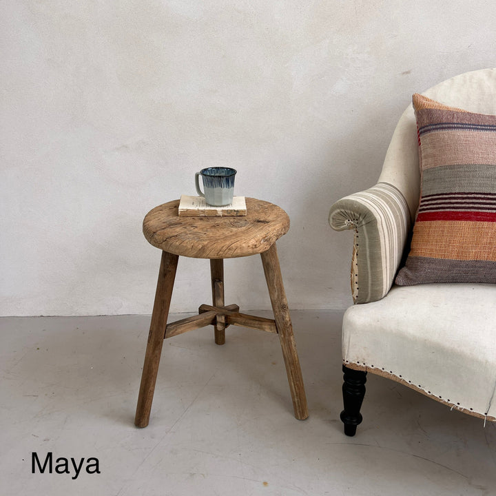 Large Antique Round Side Table Maya