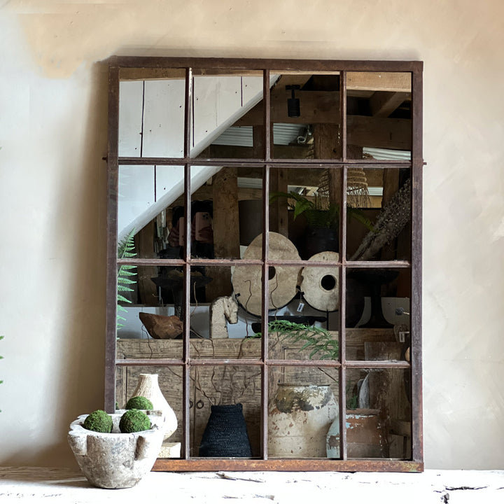 Antique iron window mirror | Laurie