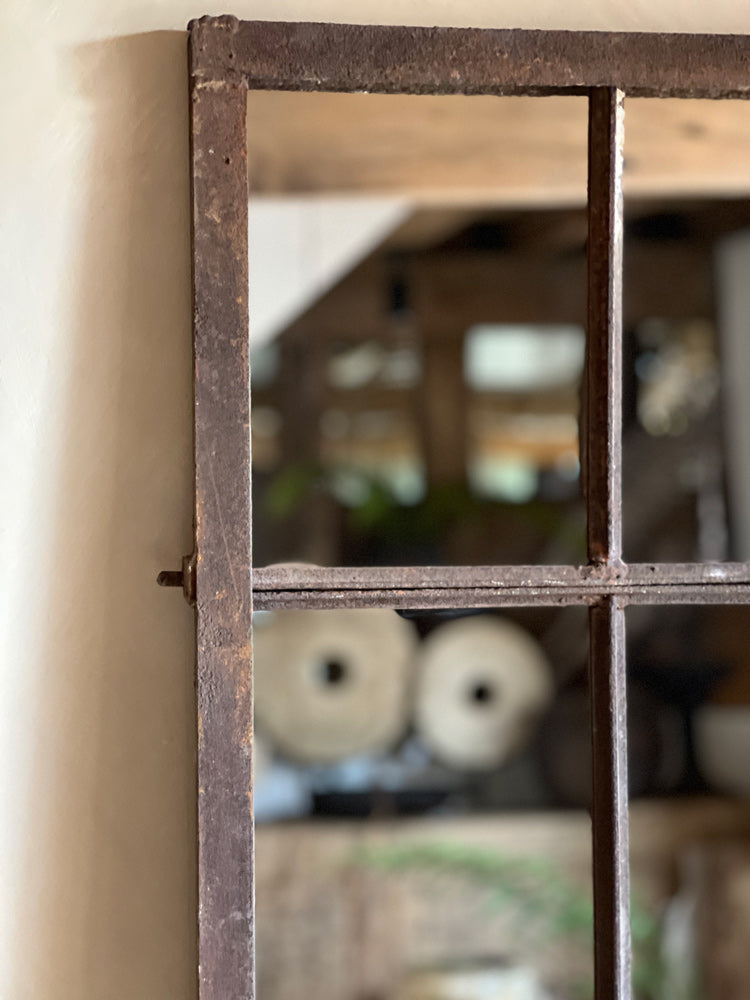 Antique iron window mirror | Laurie